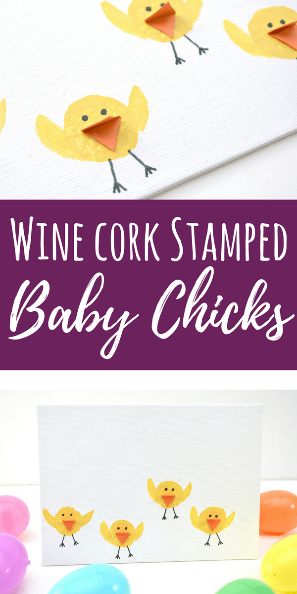 Baby Chicks Wine Cork Stamped Easter Painting for Kids
