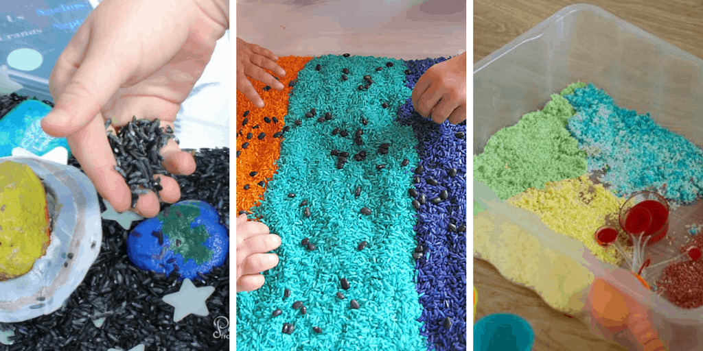 colored rice bin collage 2