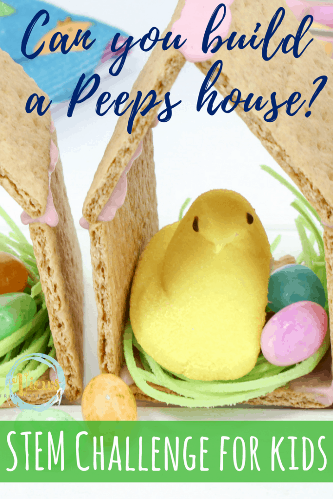 Can you build a Peeps house? This STEM challenge for big kids is perfect for Easter or Spring. Using graham crackers and frosting, will the house stand?