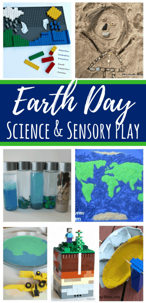 Tons of Earth Day science and sensory activities for kids. Including sensory bins, soil and recycling experiments, and sensory bottles. 