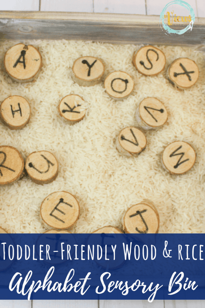 Plain rice and wooden rounds give this alphabet sensory a natural and minimalist feel. Modifications for play and learning with multiple ages.