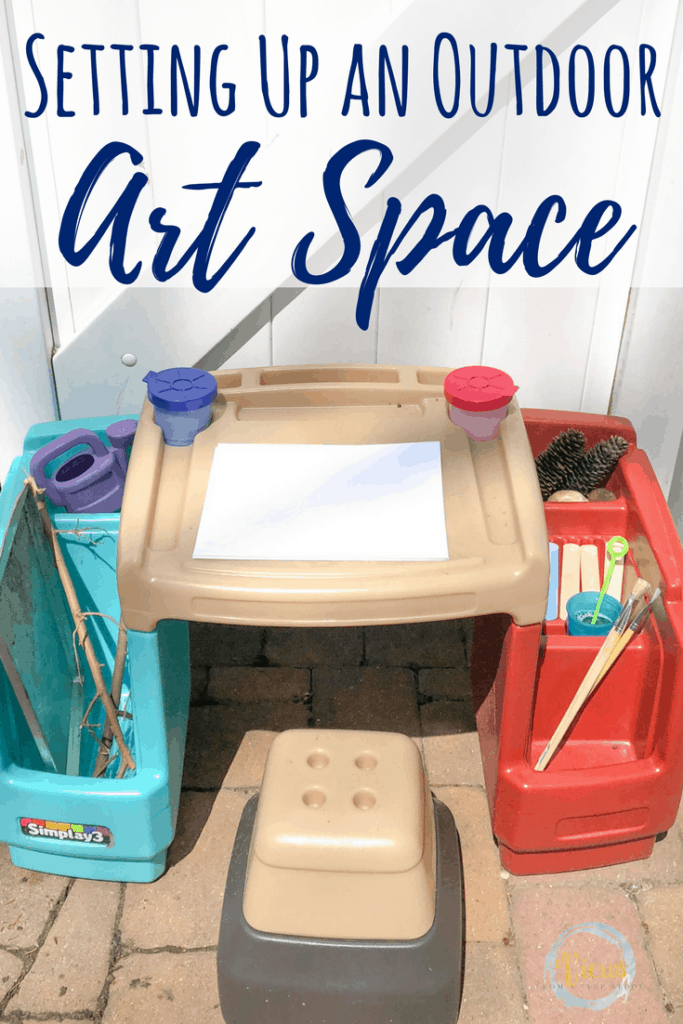 How to setup a backyard art space, and suggestions for simple ways to create outdoors. Art that is easy and accessible, and inspired by nature. #backyardart #outdoorart #backyardfun #parenting #homeschooling #kidsart