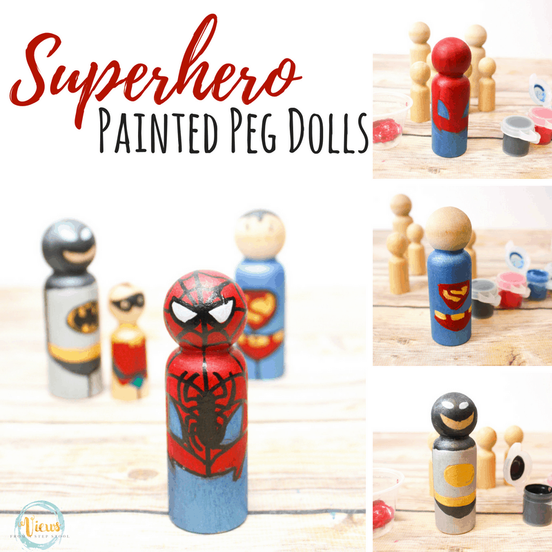 These superhero peg dolls are the perfect DIY toy or homemade gift for kids. A simple tutorial for Spiderman, Superman, Batman and Robin.
