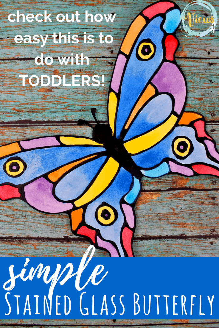 Colorful Butterfly and Watercolor Black Glue Craft for Kids