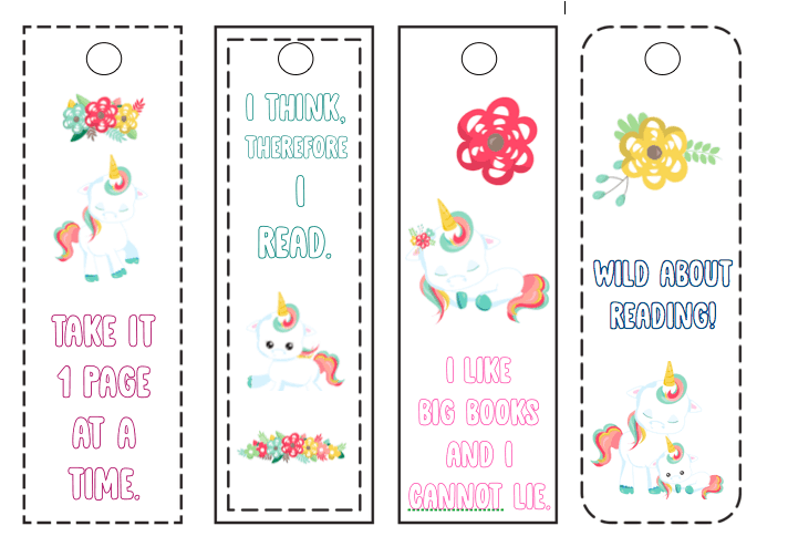 These printable unicorn bookmarks are perfect to use with little