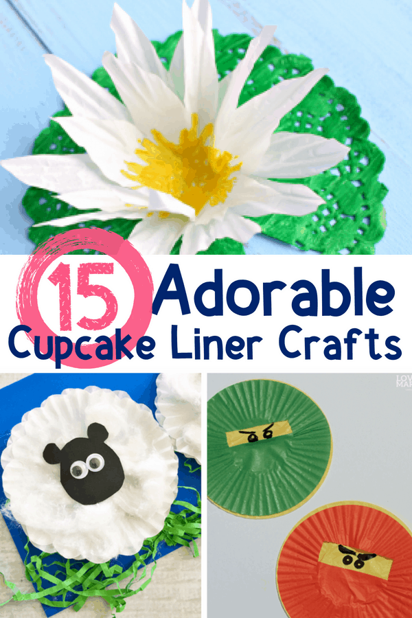 Fifteen adorable cupcake liner crafts for kids to make. Take this inexpensive household material and turn it into something really fun. #kidscrafts #kidsactivities #preschoolcrafts #parenting 