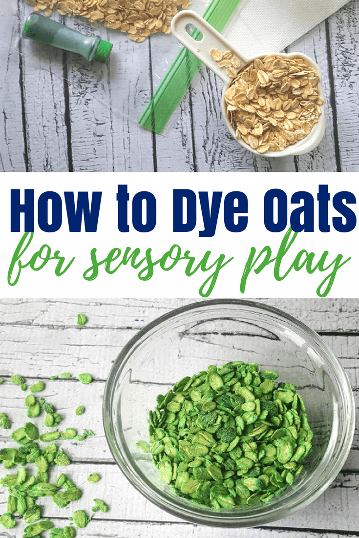 This super easy step by step tutorial shows you how to quickly, and easily, dye oats for sensory play. Perfect as a sensory bin base for babies. #sensoryplay #kidsactivities #dyedmaterials #howto #sensorybin