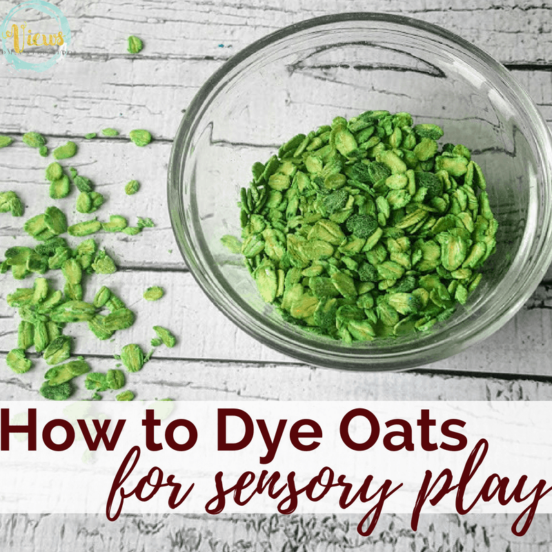 This super easy step by step tutorial shows you how to quickly, and easily, dye oats for sensory play. Perfect as a sensory bin base for babies. #sensoryplay #kidsactivities #dyedmaterials #howto #sensorybin
