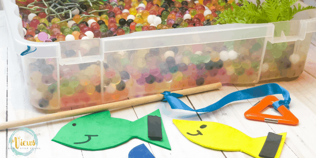 foam fish with magnets and wooden dowel