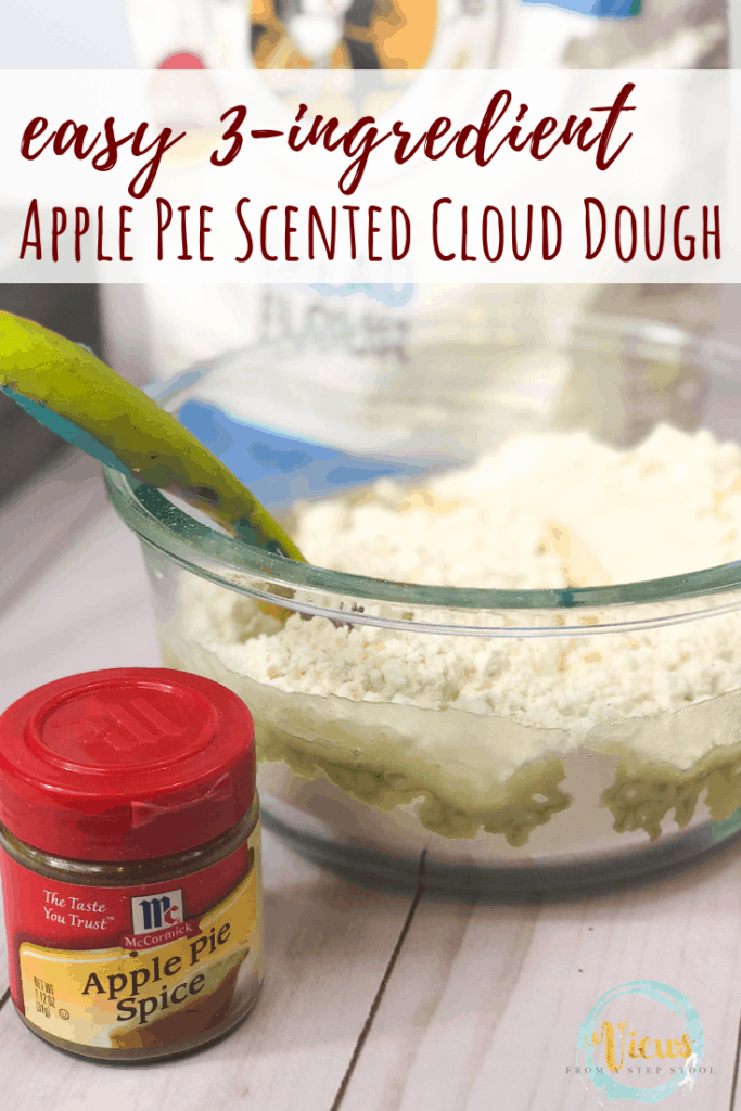 apple pie sensory bin cloud dough
