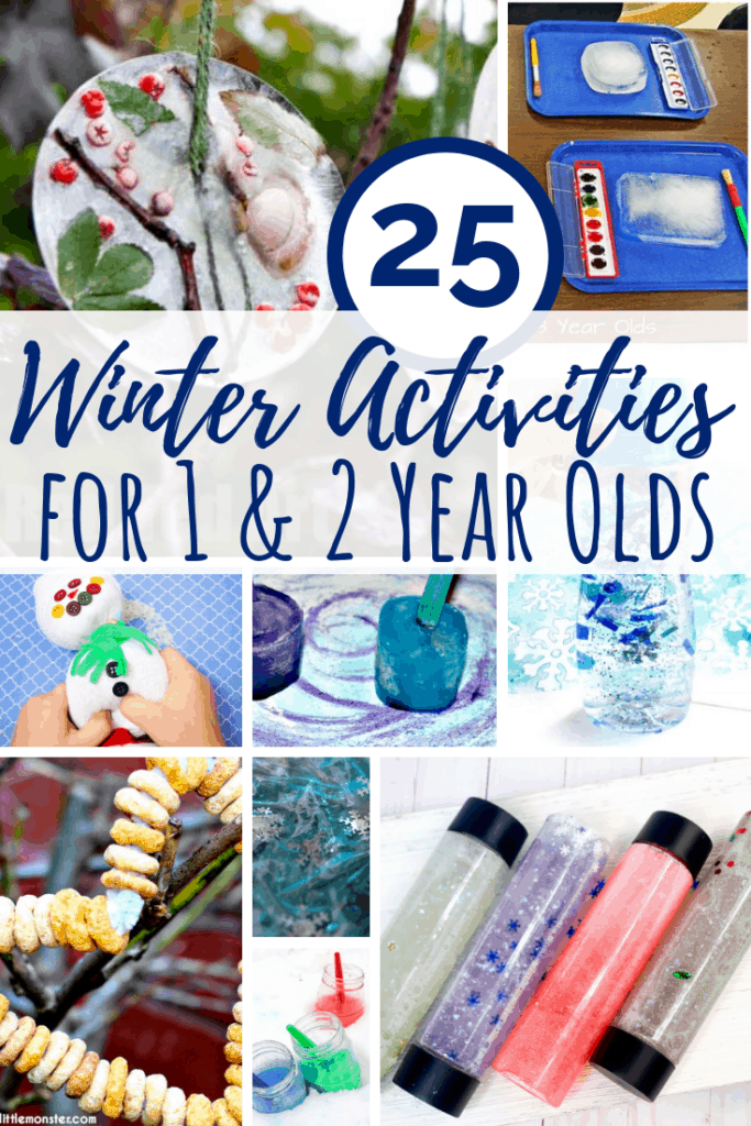 25 Winter activities for 1 year olds including sensory activities, arts and crafts, and fine motor practice for toddlers. #winteractivities #kidsactivities #toddlers #preschool #teachers #parents #sensory #sensoryplay #kidscrafts #wintercrafts