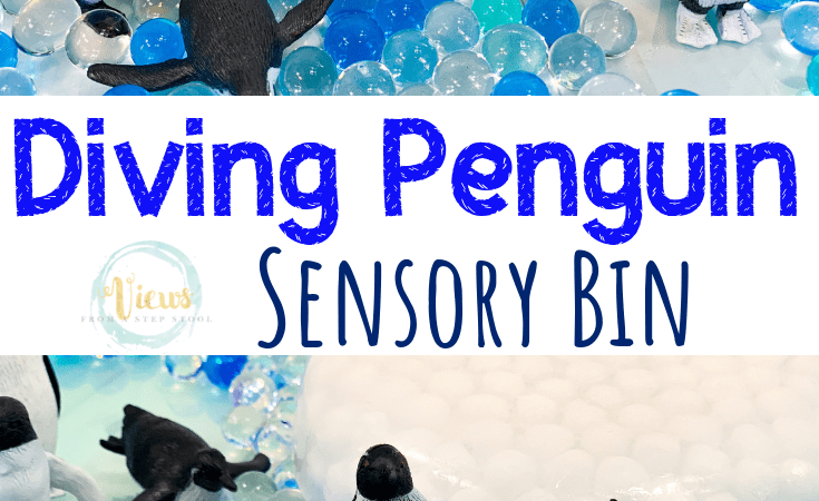 Penguin Sensory Bin with Frozen Water Beads