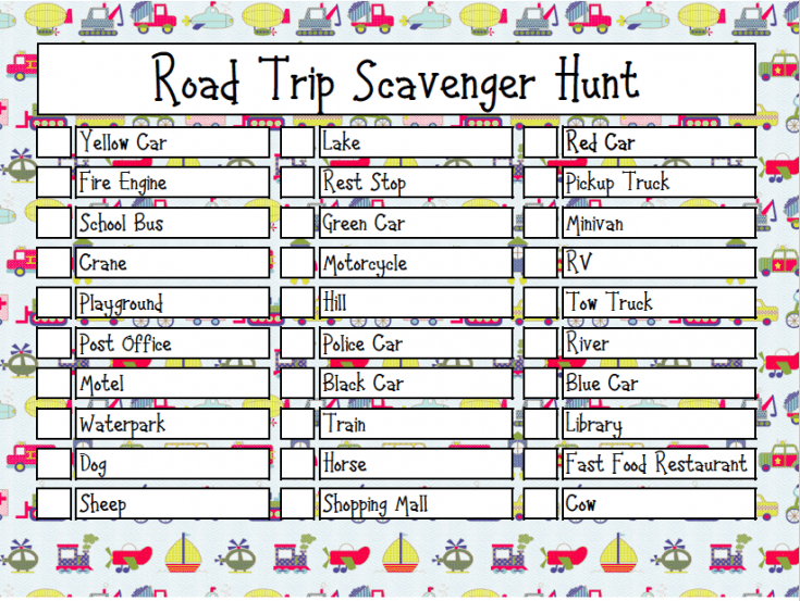 Printable Road Trip Scavenger Hunt Views From a Step Stool