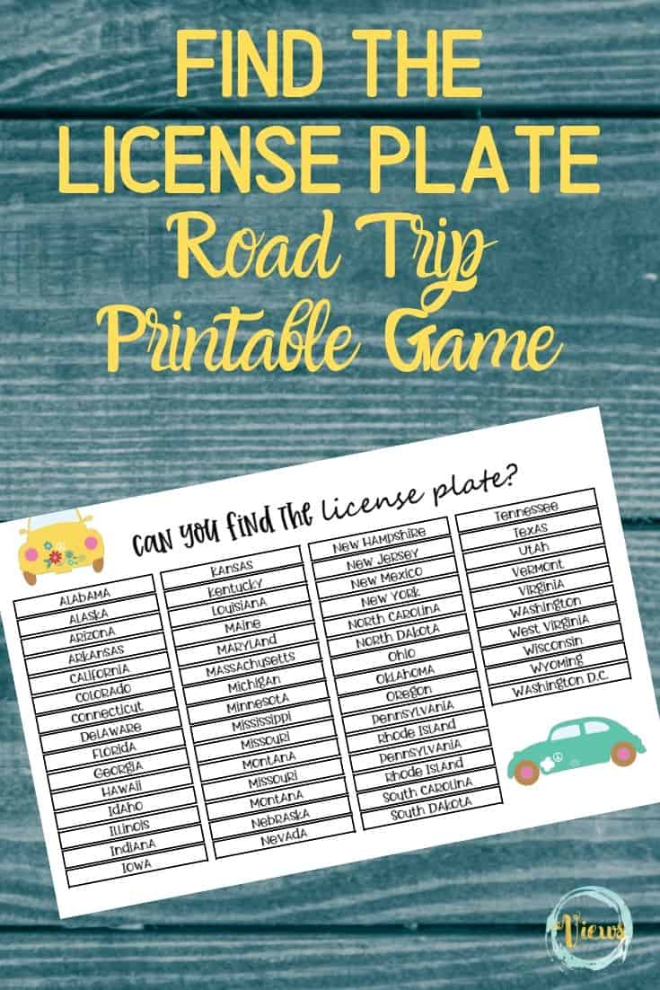 Find the License Plate Road Trip Game