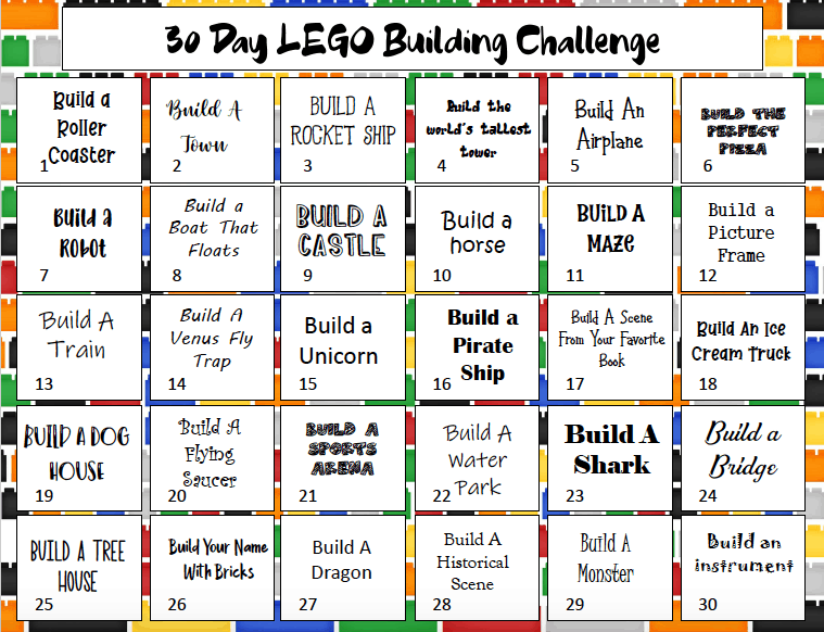 Printable Lego Challenge Ideas Printable World Holiday