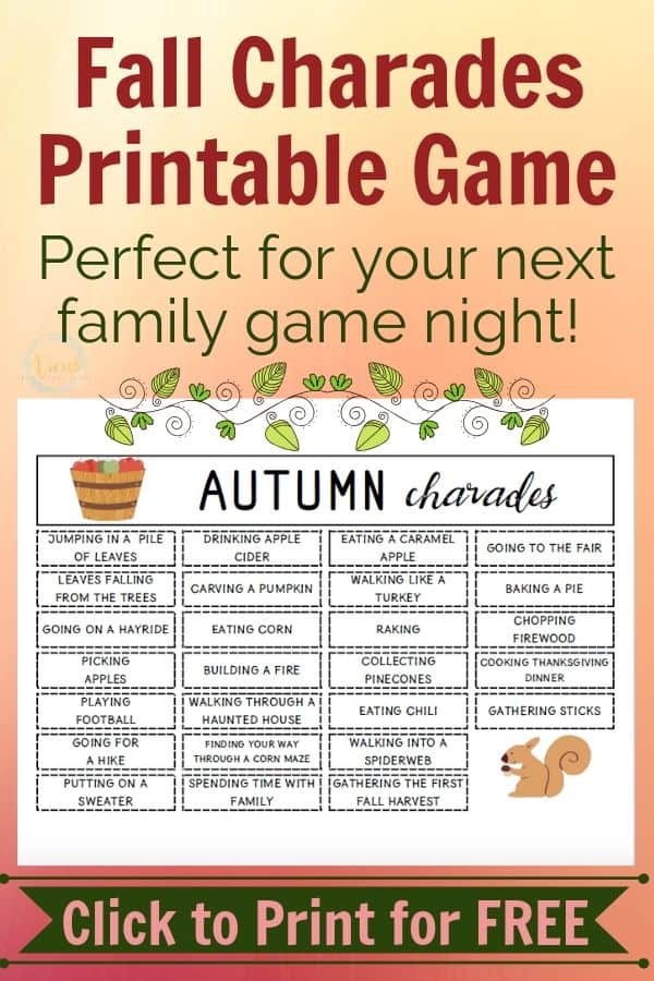Fall Charades Printable Game For Families Views From A Step Stool