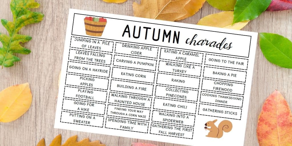Fall Charades Printable Game For Families Views From A Step Stool