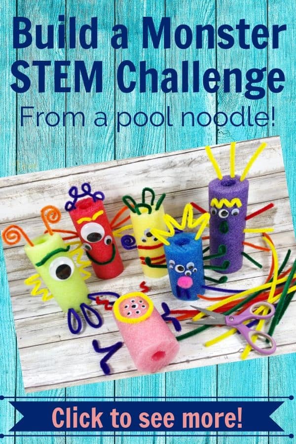 text reads build a monster stem challenge from a pool noodle