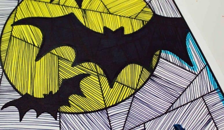 Line Art Paper Bat Craft for Kids