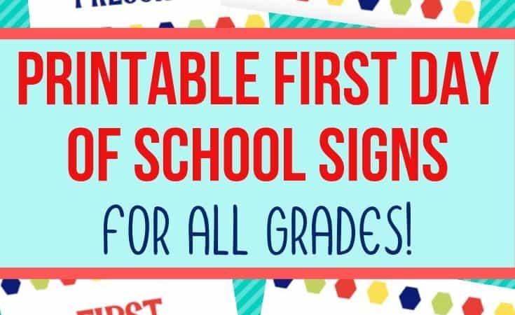 Printable First Day of School Signs PK-12