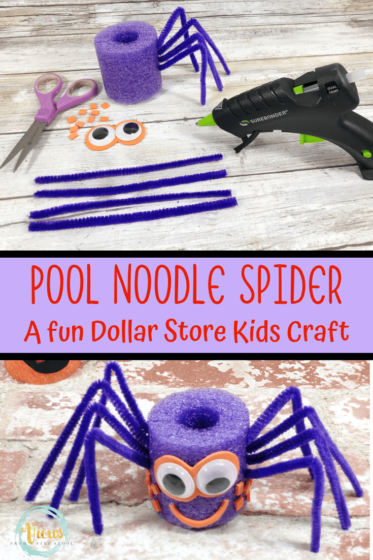 Halloween Pool Noodle Craft Spider, Bat & Jack o' Lantern Views From a Step Stool