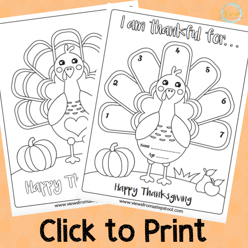 I am Thankful Printable Activity and Coloring Sheet - Views From a Step  Stool