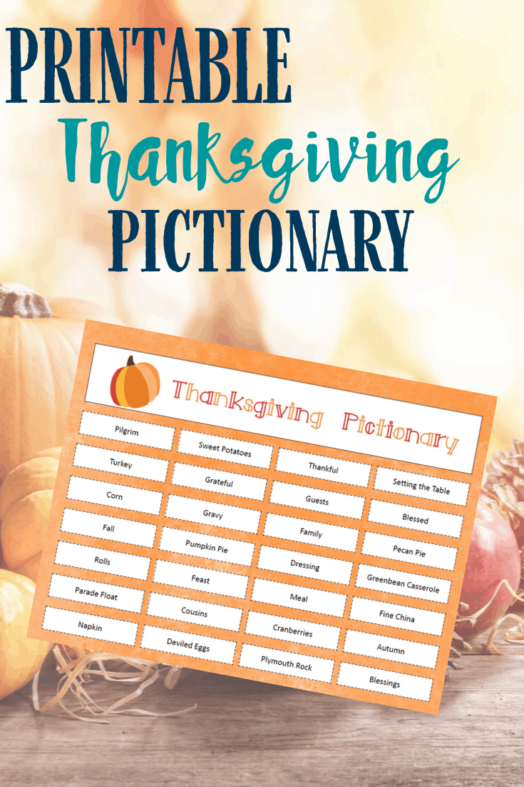 Thanksgiving Pictionary Printable Game for Families Views From a Step