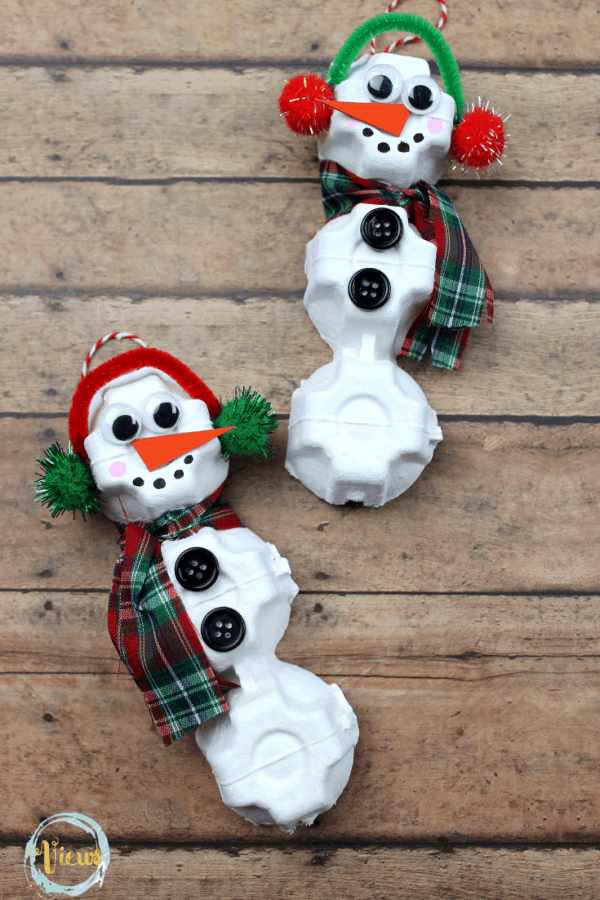 DIY Snowman Ornament Made from Recycled Egg Cartons Views From a Step Stool