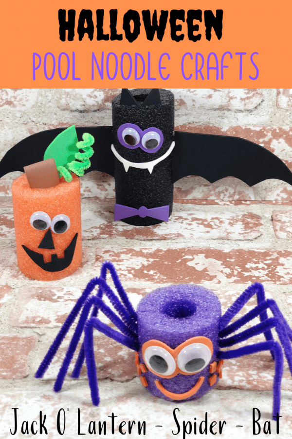 Halloween Pool Noodle Craft Spider, Bat & Jack o' Lantern Views From