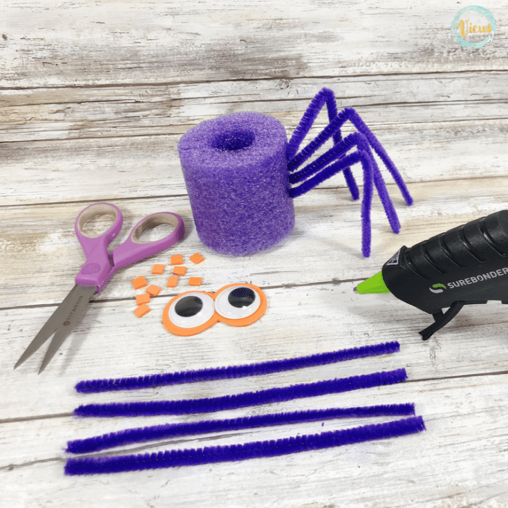 Halloween Pool Noodle Craft Spider, Bat & Jack o' Lantern Views From a Step Stool