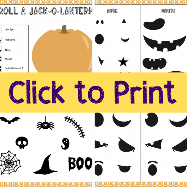 Roll a Jack O Lantern Printable Game Views From a Step Stool