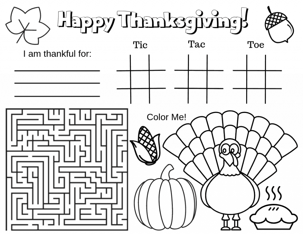 Thanksgiving Placemats For Kids To Color / Thanksgiving placemat