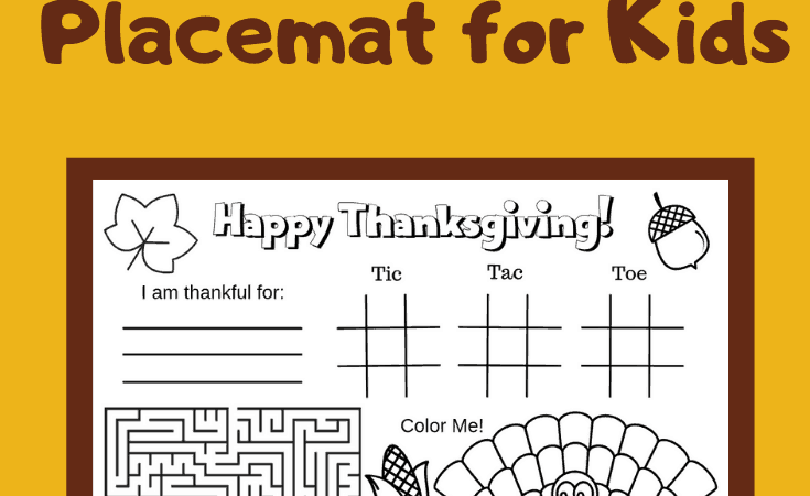 Printable Thanksgiving Placemat for Preschoolers and Toddlers