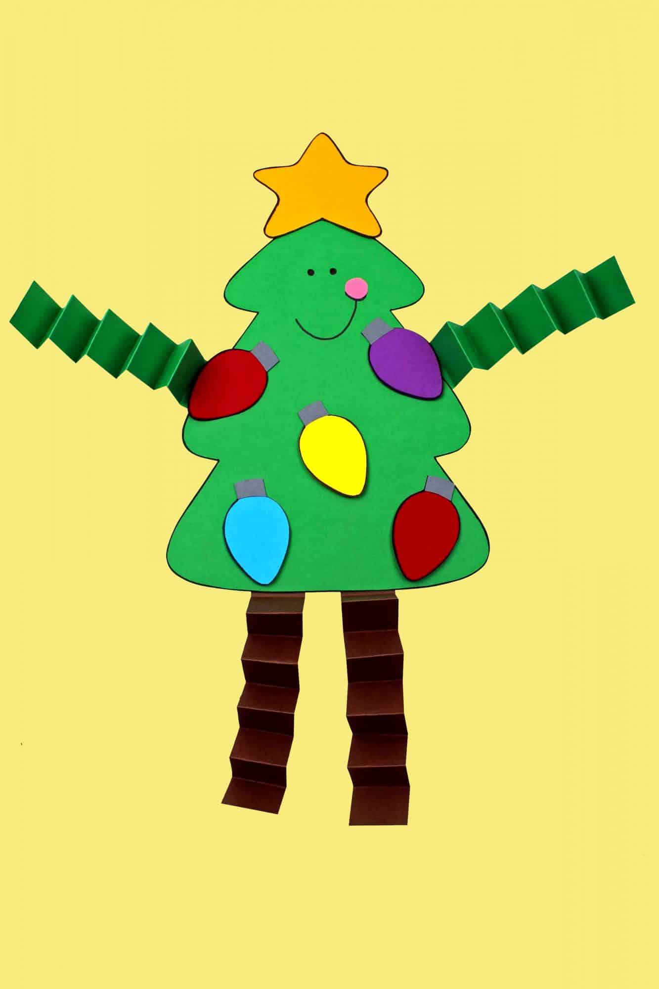 Christmas Tree Accordion Craft with Printable Template Views From a Step Stool