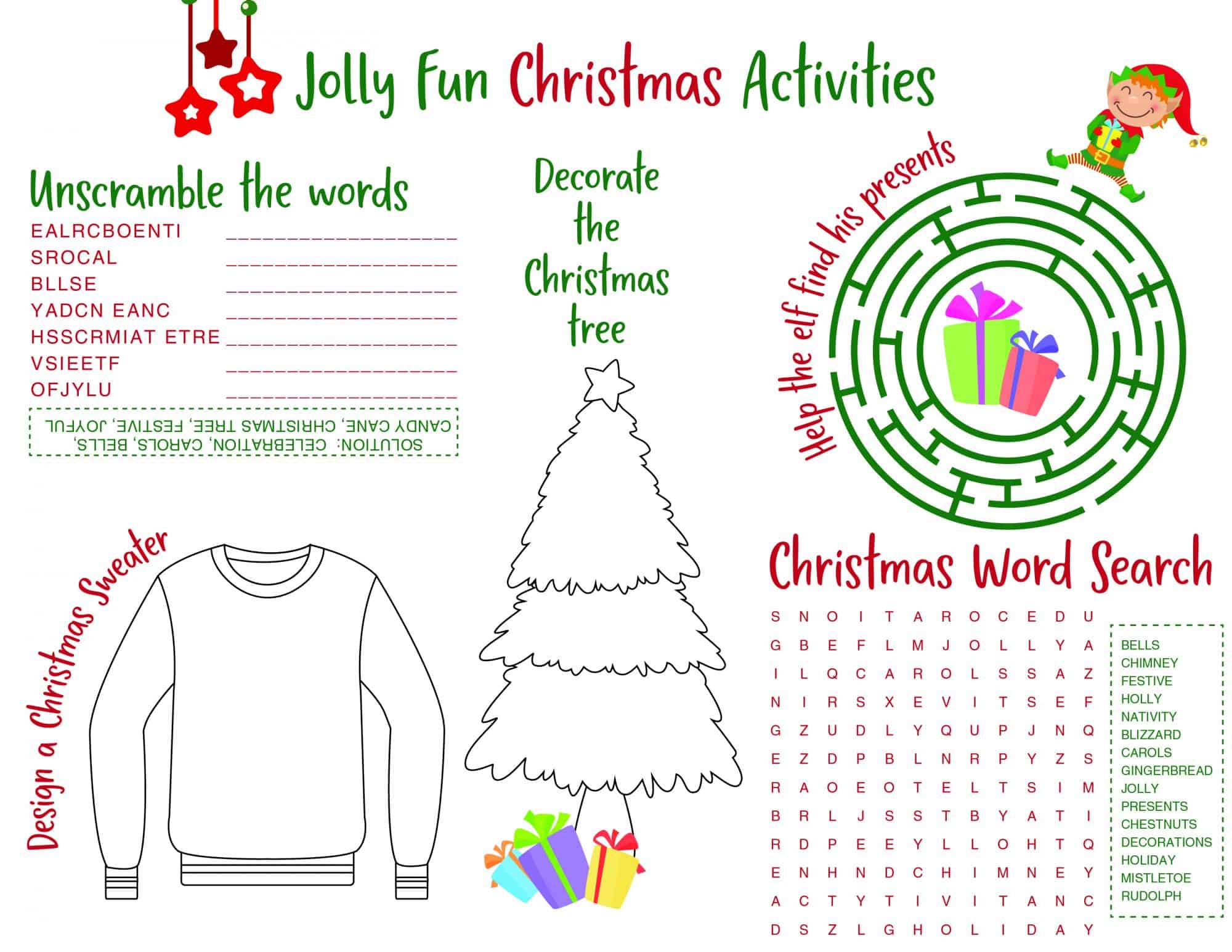 Free Printable Christmas Activity Placemat For Kids Views From A Step Stool