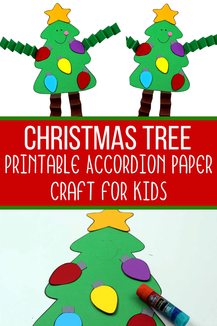 Christmas Tree Accordion Craft with Printable Template Views From a Step Stool