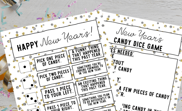 Printable New Years Dice Game for Families