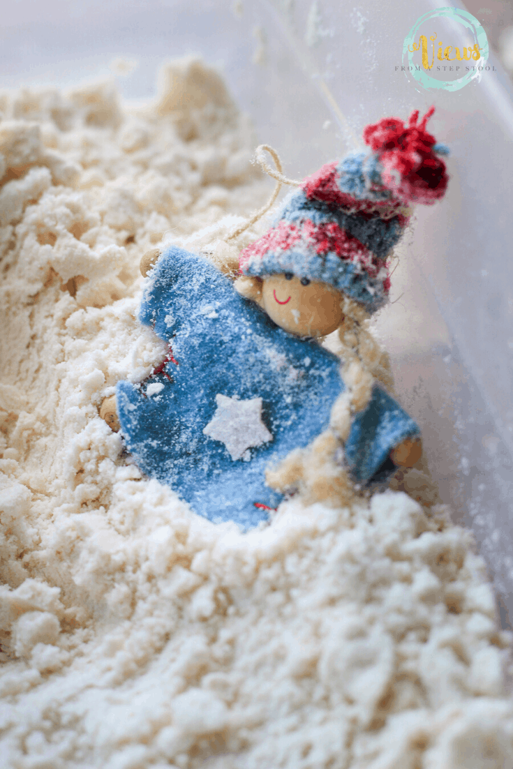 Edible Fake Snow Winter Sensory Bin Views From a Step Stool