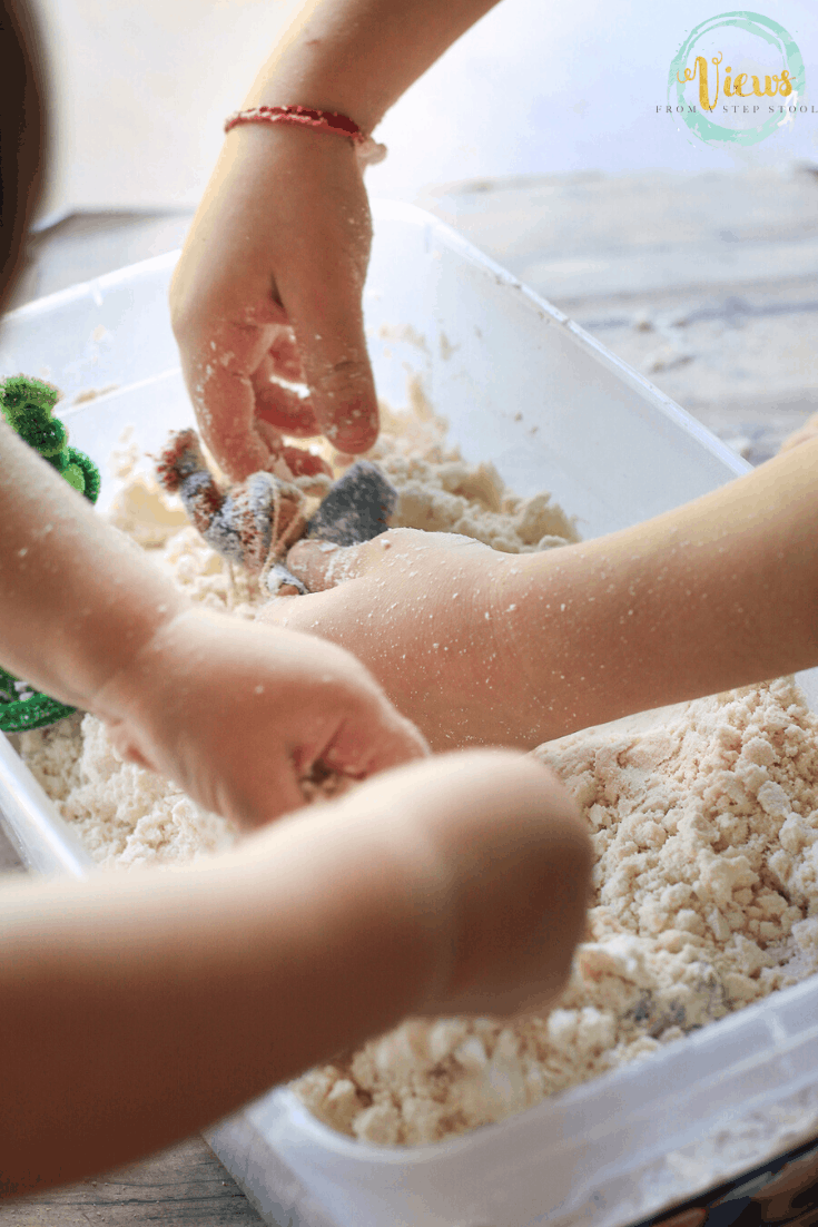 Edible Fake Snow Winter Sensory Bin Views From a Step Stool