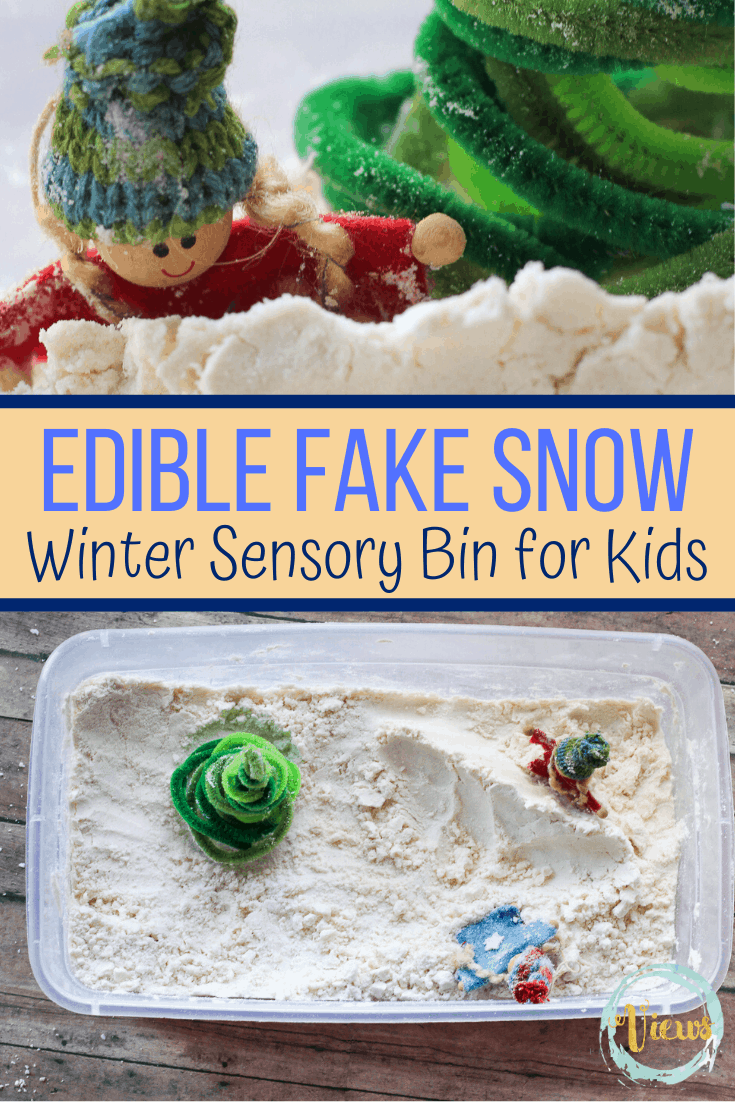 Edible Fake Snow Winter Sensory Bin Views From a Step Stool
