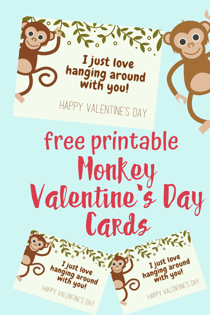 Printable Monkey Valentines Day Cards for Kids