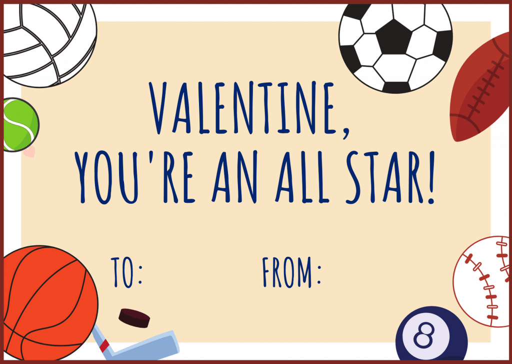 Printable Sports Valentine Cards Views From A Step Stool