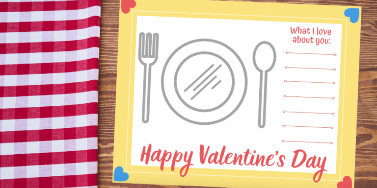 Simple Printable Valentine's Placemat for Kids - Views From a Step Stool