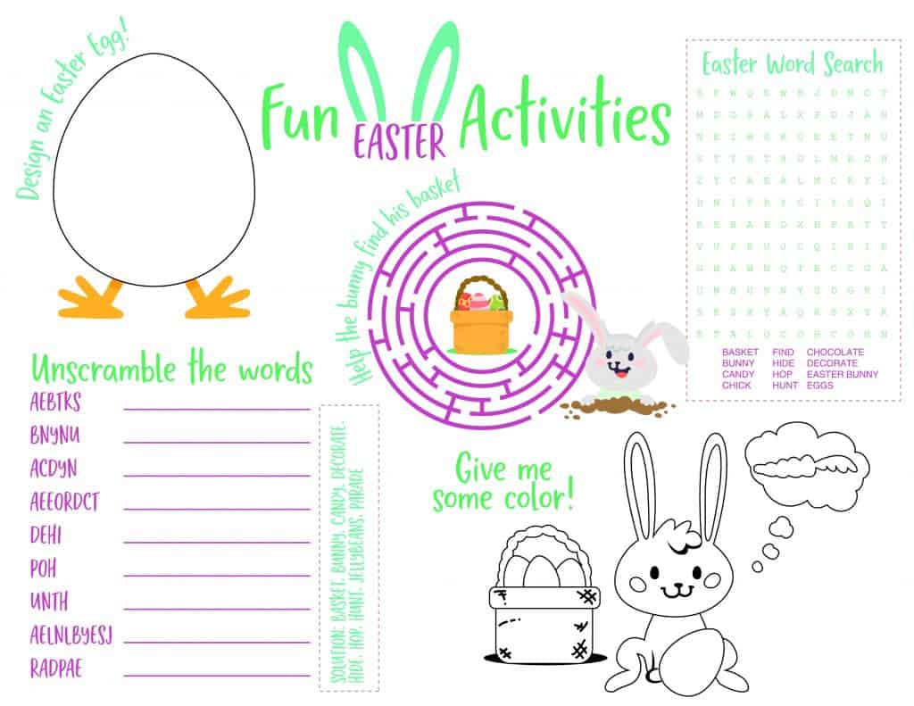 Printable Easter Placemat For Kids With Fun Activities Views From A Step Stool