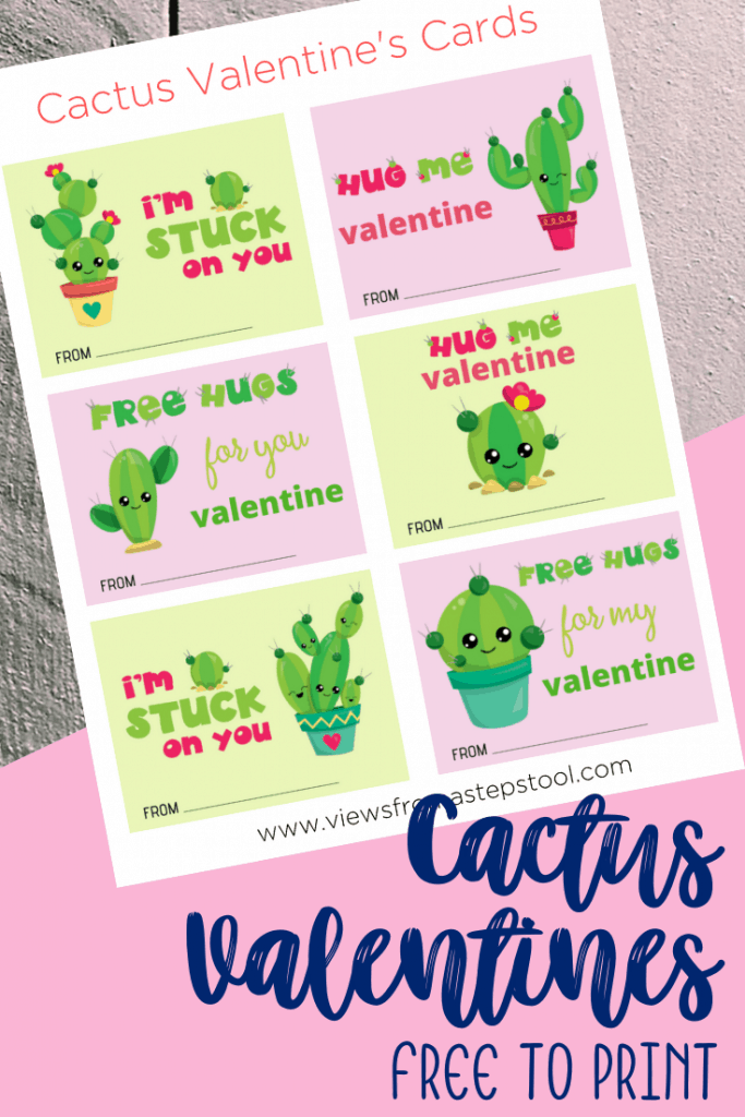 Printable Cactus Valentines Day Cards Views From a Step Stool