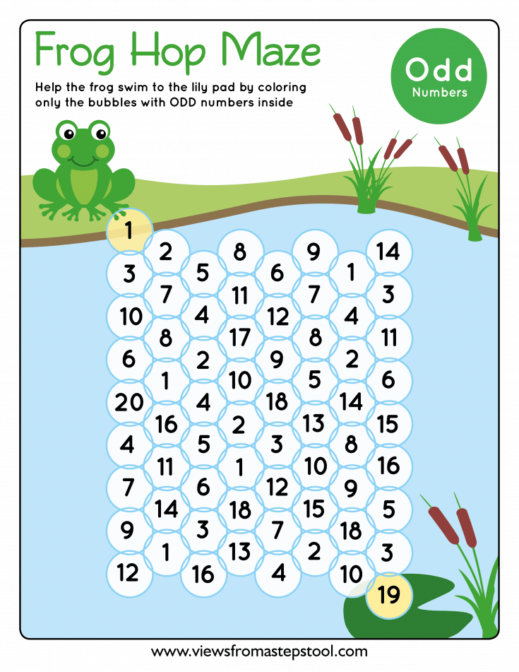 Frog Hop Number Maze Printables Views From a Step Stool