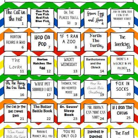 List of Dr Seuss Books to Read in a Month: Printable Calendar