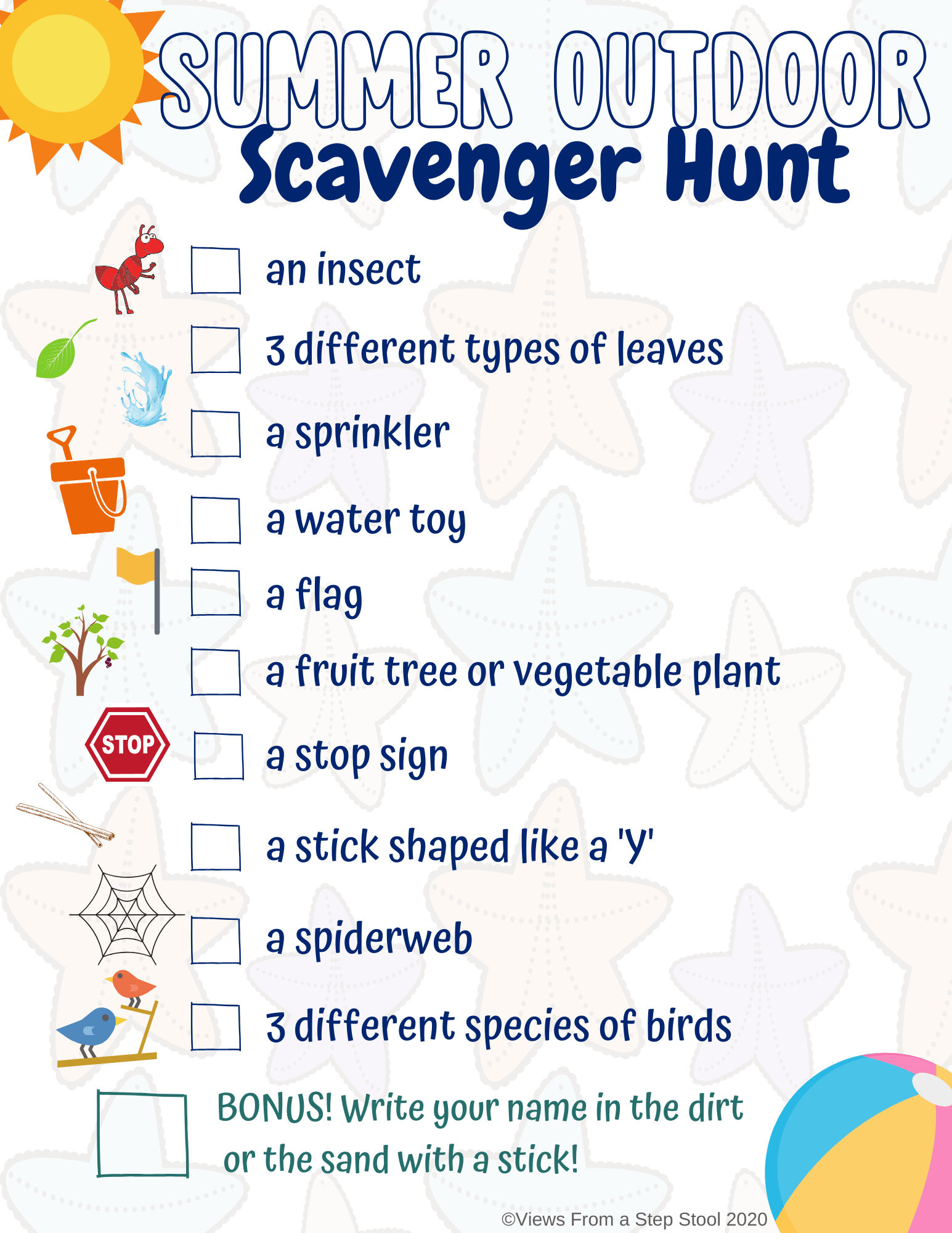 Summer Outdoor Scavenger Hunt Printable Views From a Step Stool