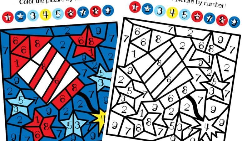 4th of July Color by Number Printable