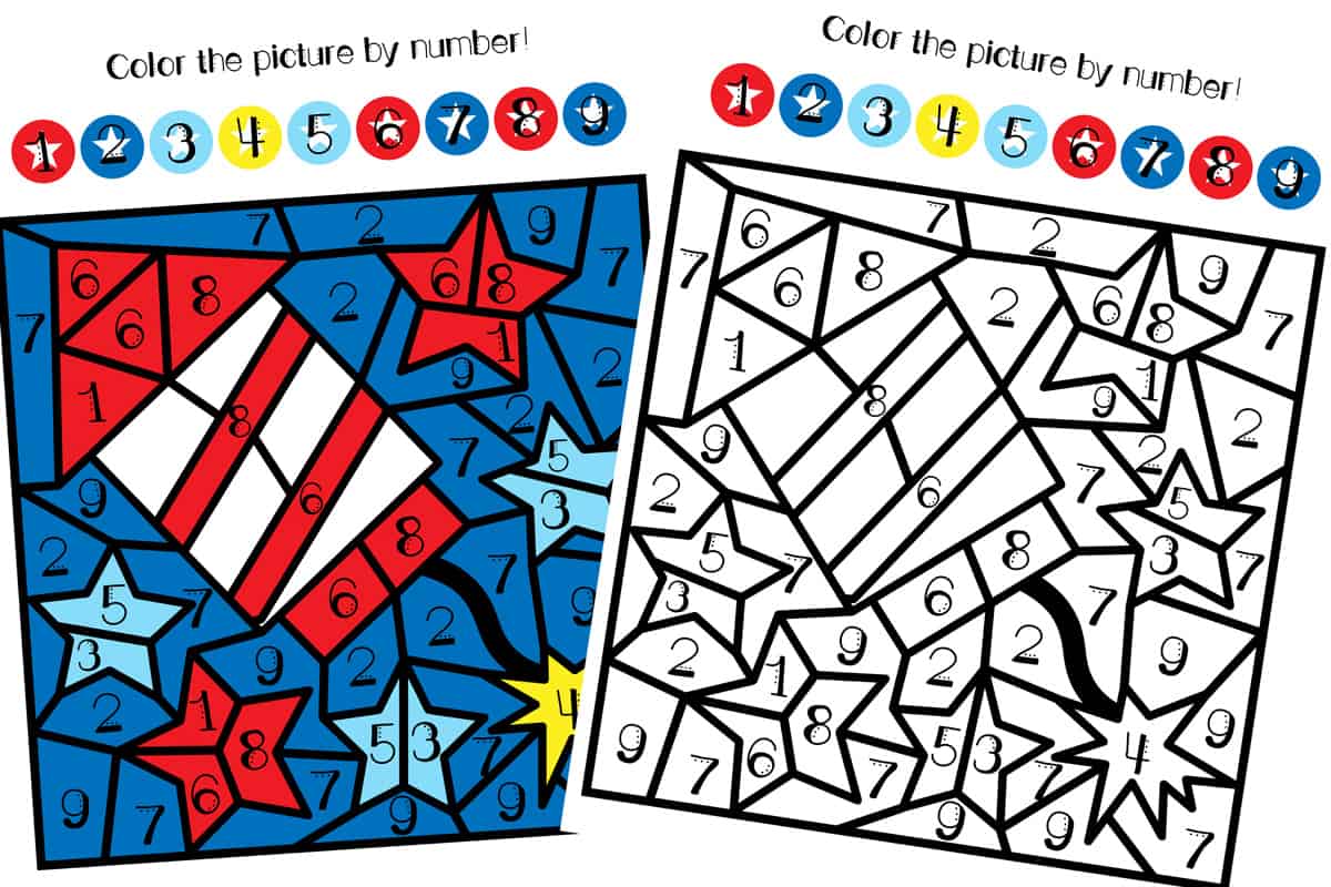 4th Of July Color By Number Printable Views From A Step Stool